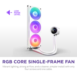 NZXT Kraken Plus 360 RGB V2 White AIO Liquid CPU Cooler - 1.54 inch LCD, 360mm radiator, F360 RGB Core (EV) Fan 13 Kraken Plus 360 RGB V2 White pic 6