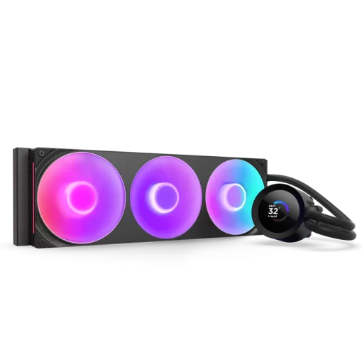 NZXT Kraken Plus 360 RGB V2 Black AIO Liquid CPU Cooler - 1.54 inch LCD, 360mm radiator, F360 RGB Core (EV) Fan