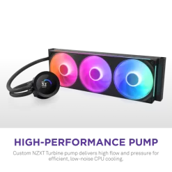 NZXT Kraken Plus 360 RGB V2 Black AIO Liquid CPU Cooler - 1.54 inch LCD, 360mm radiator, F360 RGB Core (EV) Fan 11 Kraken Plus 360 RGB V2 black pic 3