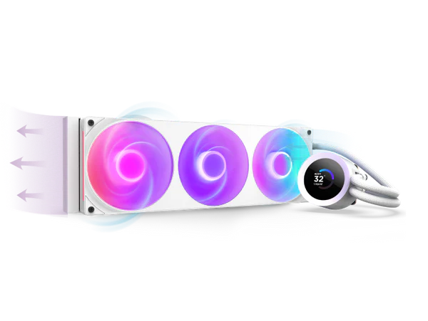 NZXT Kraken Plus 240 RGB V2 Black AIO Liquid CPU Cooler - 1.54 inch LCD, 240mm radiator, F240 RGB Core (EV) Fan 17 Kraken Plus RGB Powered by Turbine 1