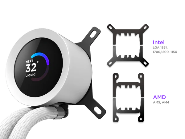 NZXT Kraken Plus 240 RGB V2 Black AIO Liquid CPU Cooler - 1.54 inch LCD, 240mm radiator, F240 RGB Core (EV) Fan 21 Kraken Plus RGB Wide Compatibility
