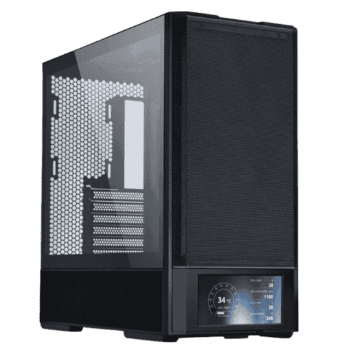 LANCOOL 207 Digital Black Case - 6.5" LCD Screen, 2x140mm PWM front, 2x120mm PWM bottom fans pre-Installed