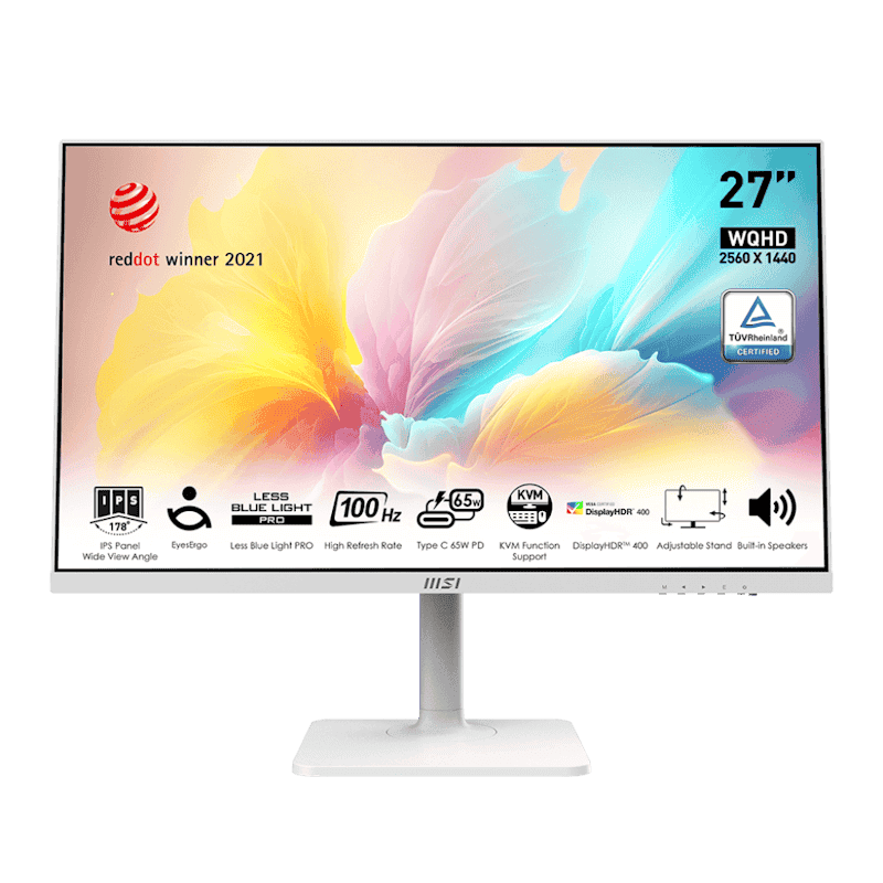 MSI Modern MD272QXPW Monitor - 27 inch, IPS16:9 WQHD (2560 x 1440) 100Hz 1ms (MPRT) 51 MSI Modern MD272QXPW pic 1