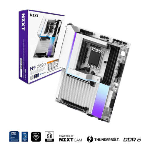 NZXT N9 Z890 White Wi-Fi 7 Mainboard - Full Cover & RGB (N9-Z89XT-B1)