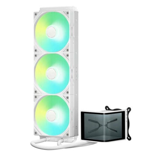 TRYX PANORAMA SE ARGB 360 WHITE AIO Liquid CPU Cooler - 6.5inch curved screen, 360mm radiator, Asetek Adela pump, 3x ARGB Gen2 Fans
