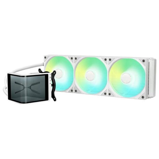 TRYX PANORAMA SE ARGB 360 WHITE AIO Liquid CPU Cooler - 6.5inch curved screen, 360mm radiator, Asetek Adela pump, 3x ARGB Gen2 Fans