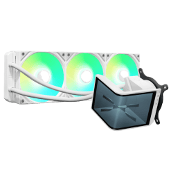 TRYX PANORAMA SE ARGB 360 WHITE AIO Liquid CPU Cooler - 6.5inch curved screen, 360mm radiator, Asetek Adela pump, 3x ARGB Gen2 Fans