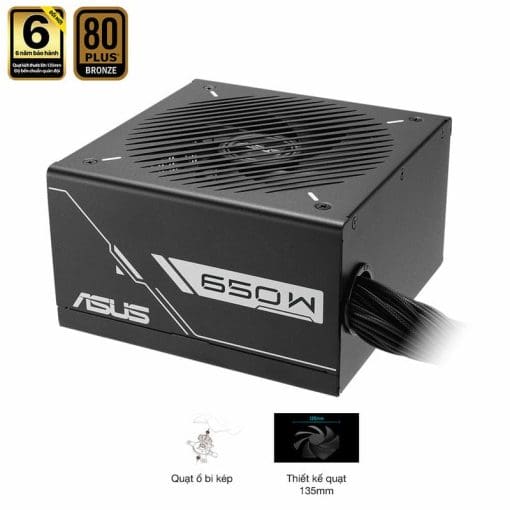 ASUS Prime 650B Black PSU - 650W Bronze, Dual Ball Fan Bearings, 135mm Fan Design