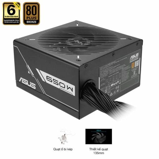 ASUS Prime 650B Black PSU - 650W Bronze, Dual Ball Fan Bearings, 135mm Fan Design