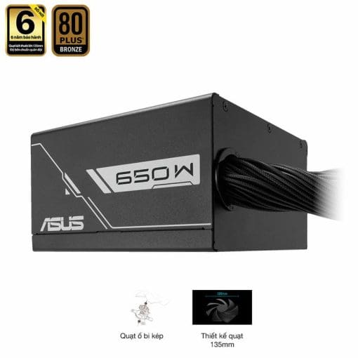 ASUS Prime 650B Black PSU - 650W Bronze, Dual Ball Fan Bearings, 135mm Fan Design