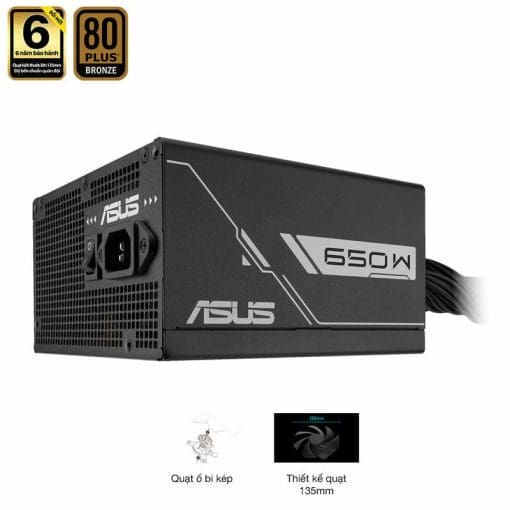 ASUS Prime 650B Black PSU - 650W Bronze, Dual Ball Fan Bearings, 135mm Fan Design