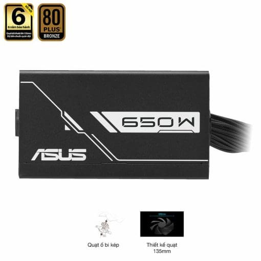 ASUS Prime 650B Black PSU - 650W Bronze, Dual Ball Fan Bearings, 135mm Fan Design