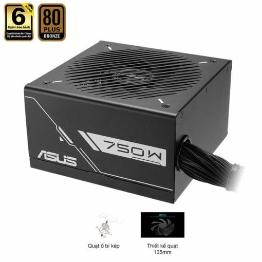 ASUS Prime 750B Black PSU - 750W Bronze, Dual Ball Fan Bearings, 135mm Fan Design