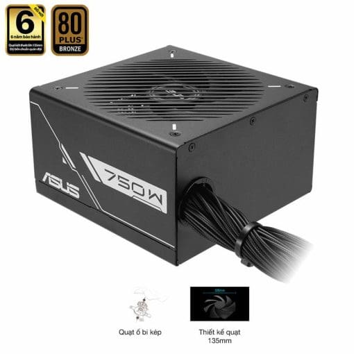 ASUS Prime 750B Black PSU - 750W Bronze, Dual Ball Fan Bearings, 135mm Fan Design