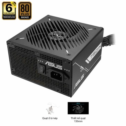 ASUS Prime 750B Black PSU - 750W Bronze, Dual Ball Fan Bearings, 135mm Fan Design