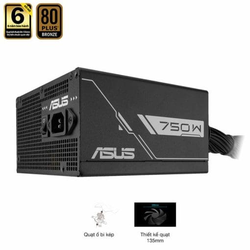 ASUS Prime 750B Black PSU - 750W Bronze, Dual Ball Fan Bearings, 135mm Fan Design