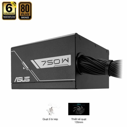 ASUS Prime 750B Black PSU - 750W Bronze, Dual Ball Fan Bearings, 135mm Fan Design
