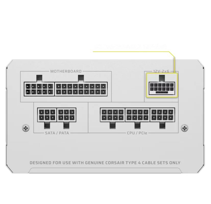 CORSAIR RMe Series RM750e White ATX 3.1 PCIe 5.1 (2025) Fully Modular PSU - 12V‑2×6 (GPU), 750 Watt, 80 plus Gold, Low-Noise 22 Panel02 Image 750W 2x 1