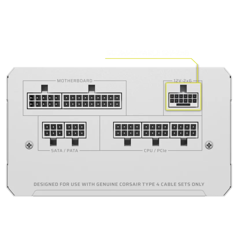 CORSAIR RMe Series RM850e White ATX 3.1 PCIe 5.1 (2025) Fully Modular PSU - 12V‑2×6 (GPU), 850 Watt, 80 plus Gold, Low-Noise 22 Panel02 Image 850W 2x