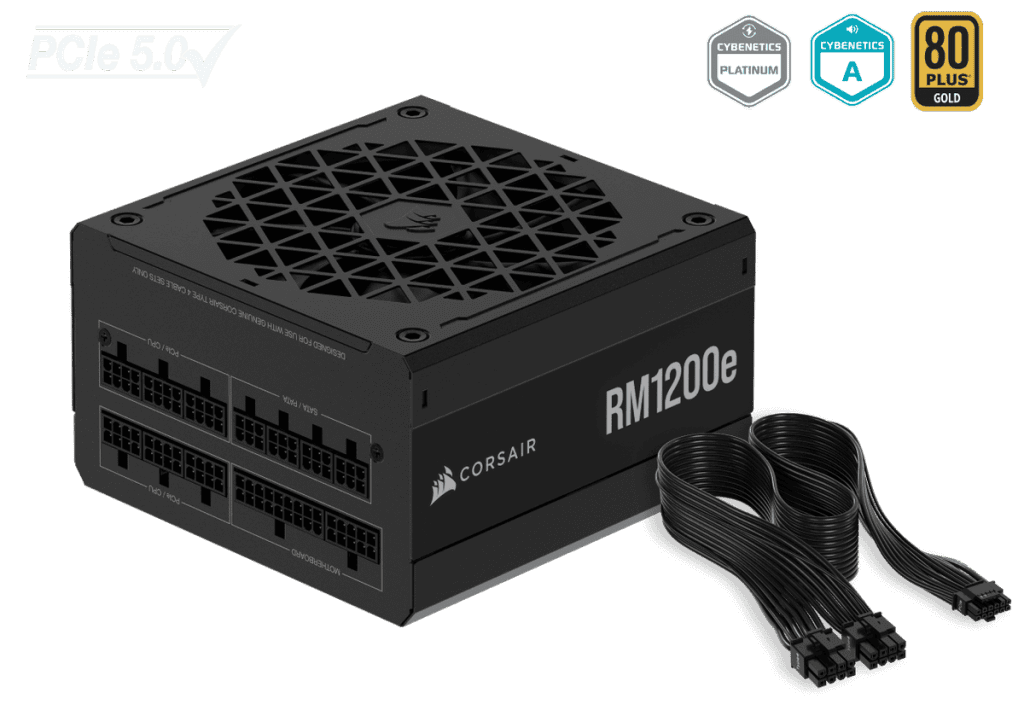 CORSAIR RMe Series RM1200e ATX 3.1 PCIe 5.1 (2025) Fully Modular PSU - 12V‑2×6 (GPU), 1200 Watt, 80 plus Gold, Low-Noise 24 Panel3 image 1