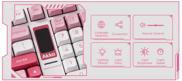 AKKO 5098B Ink Green Keyboard - 98%, TFT LCD screen, Multi-modes, Gasket mount, PBT Dye-Sub Keycaps, Hotswap, 8000mAh 40 Prunus Lannesiana 5098B XQ CT 3 600x267 2