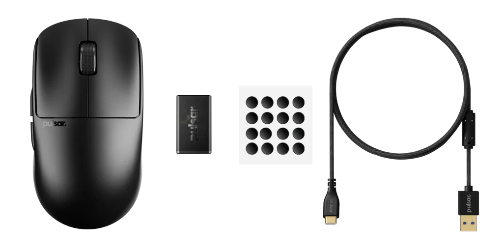 Pulsar X2 CrazyLight Ultra lightweight Gaming Mouse (8K dongle included) 93 Pulsar X2 CL jetblack PackageContents