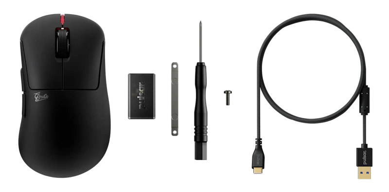 Pulsar ZywOo The Chosen Wireless Mouse - 8KHz 41 Pulsar Gaming Gears Zywoo the chosen Mouse Black package contents