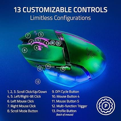 Razer Basilisk V3 Pro 35K Wireless Gaming Mouse - Phantom Green, 35000 DPI, Chroma RGB, HyperScroll Tilt Wheel 48 Razer Basilisk V3 Pro 35K Phantom page mb 4
