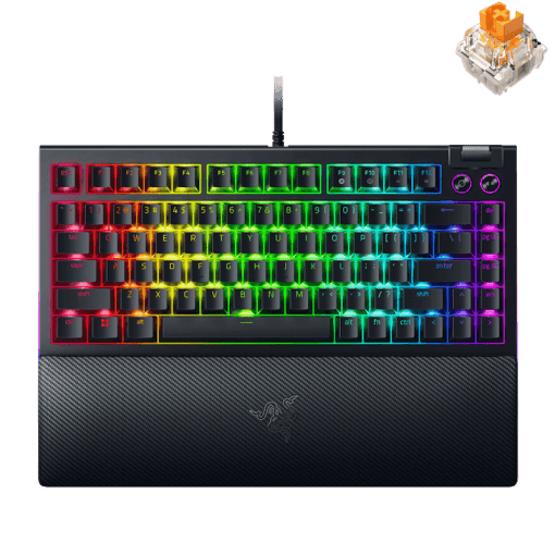 Razer BlackWidow V4 75% Phantom Green Tactile Gaming Mechanical Keyboard - Razer™ Orange Tactile Mechanical switches Gen-3