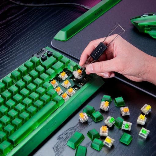 Razer BlackWidow V4 75% Phantom Green Tactile Gaming Mechanical Keyboard - Razer™ Orange Tactile Mechanical switches Gen-3