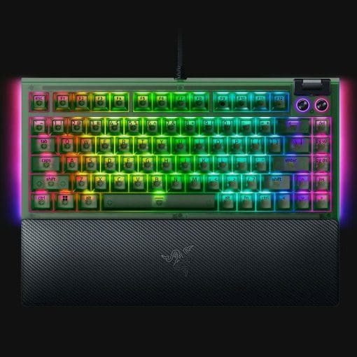 Razer BlackWidow V4 75% Phantom Green Tactile Gaming Mechanical Keyboard - Razer™ Orange Tactile Mechanical switches Gen-3