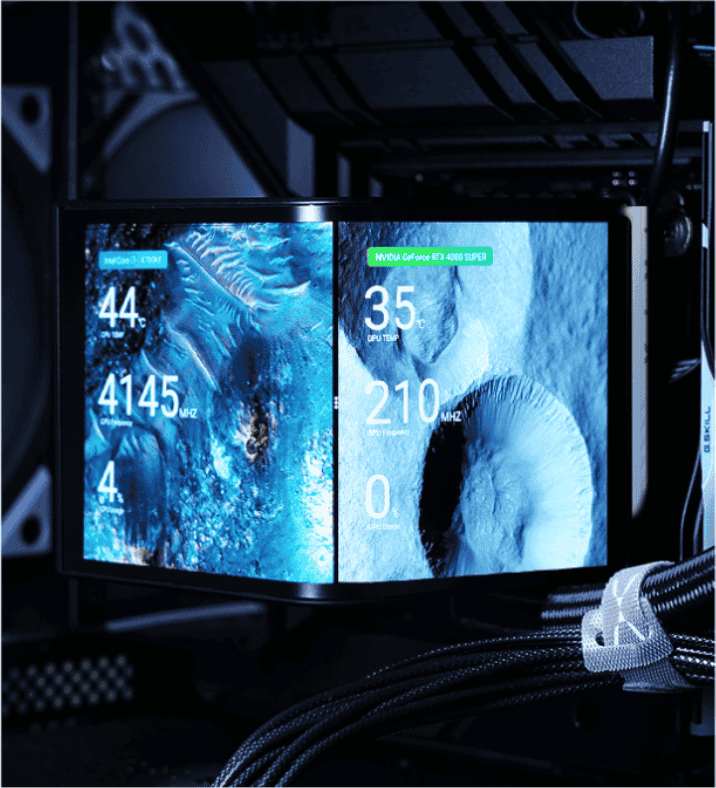 TRYX PANORAMA SE ARGB 360 BLACK AIO Liquid CPU Cooler - 6.5inch curved screen, 360mm radiator, Asetek Adela pump, 3x ARGB Gen2 Fans 54 SQUARE 800x800 1