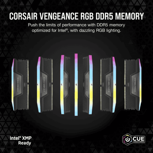 CORSAIR Vengeance RGB 32GB Memory Kit - Black, 32GB (2x16GB) DDR5, 6000MHz, CL36 DDR5 (CMH32GX5M2E6000C36)