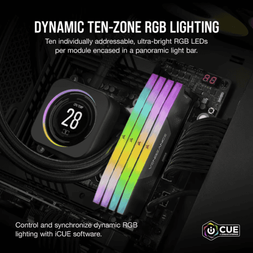 CORSAIR Vengeance RGB 32GB Memory Kit - Black, 32GB (2x16GB) DDR5, 6000MHz, CL36 DDR5 (CMH32GX5M2E6000C36)