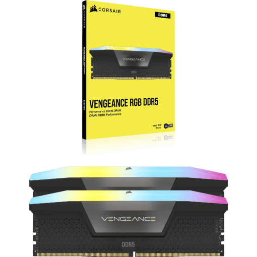 CORSAIR Vengeance RGB 32GB Memory Kit - Black, 32GB (2x16GB) DDR5, 6000MHz, CL36 DDR5 (CMH32GX5M2E6000C36)