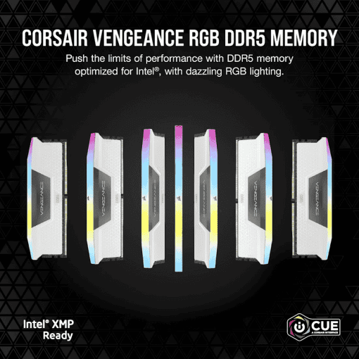 CORSAIR Vengeance RGB 32GB Memory Kit - White, 32GB (2x16GB) DDR5, 6000MHz, CL36 DDR5 (CMH32GX5M2E6000C36W)