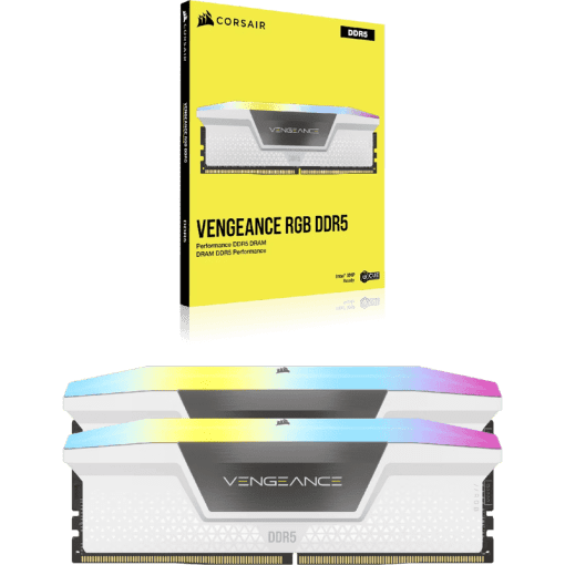 CORSAIR Vengeance RGB 32GB Memory Kit - White, 32GB (2x16GB) DDR5, 6000MHz, CL36 DDR5 (CMH32GX5M2E6000C36W)