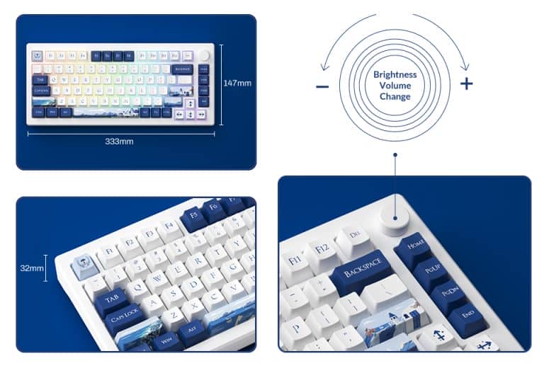 AKKO MOD007B-HE PC Santorini Sakura Pink Magnetic Switch Keyboard - 75%, RGB backlit, USB Type C 8K Hz Polling Rate Rapid Trigger 41 World Tour Aegean Sea MOD007B PC XQ GX131 768x520 1
