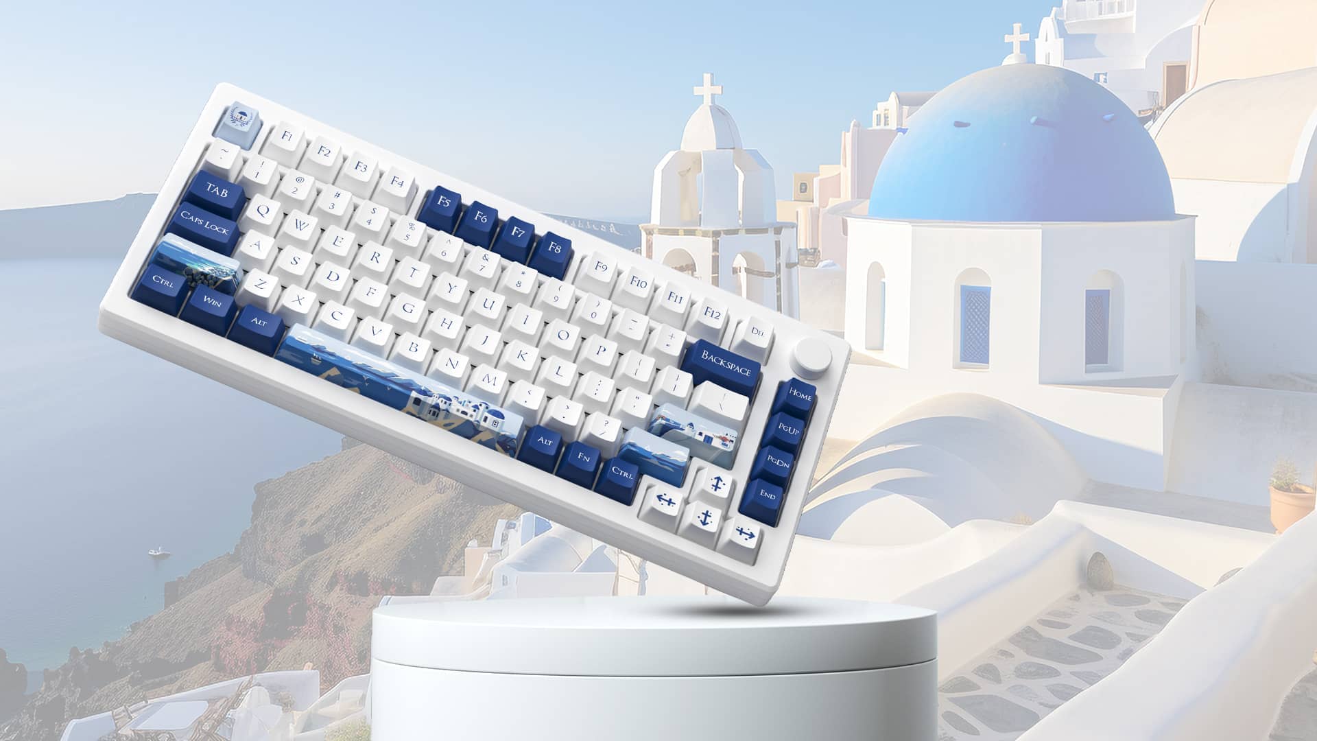 AKKO MOD007B-HE PC Santorini Sakura Pink Magnetic Switch Keyboard - 75%, RGB backlit, USB Type C 8K Hz Polling Rate Rapid Trigger 14 World Tour Aegean Sea MOD007B PC XQ Q GX