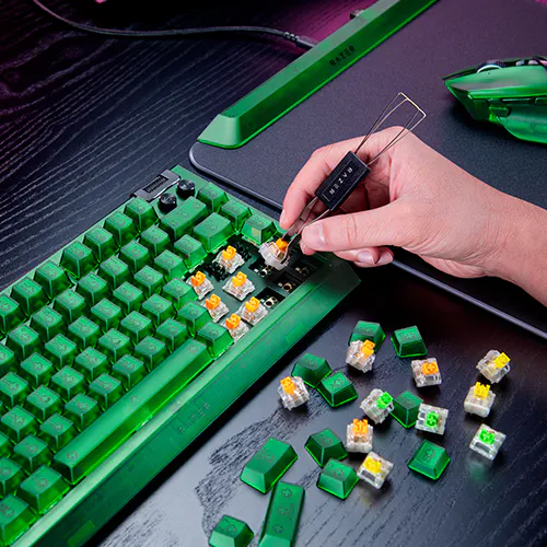 Razer BlackWidow V4 75% Phantom Green Tactile Gaming Mechanical Keyboard - Razer™ Orange Tactile Mechanical switches Gen-3 41 hot swappable design 500x500 1