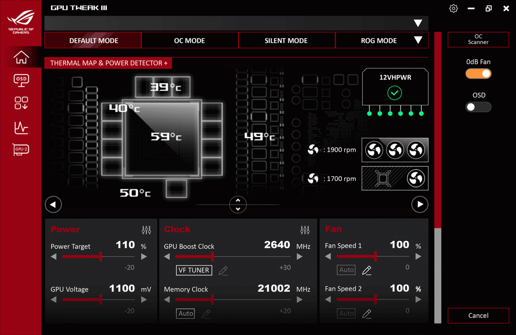 ASUS ROG Astral GeForce RTX 5080 WHITE OC Edition 16GB GDDR7 (ROG-ASTRAL-RTX5080-O16G-WHITE) Graphics Card 62 thermal map