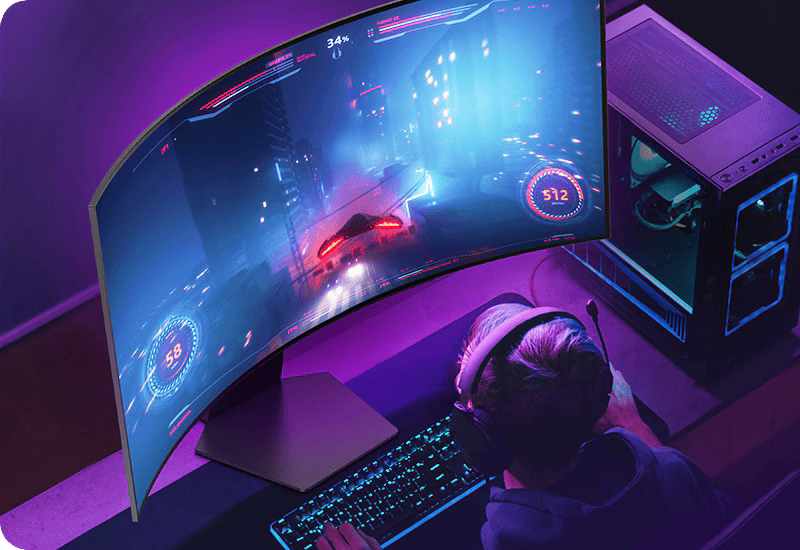 LG Ultragear OLED 45GS95QE-B Curved Gaming Monitor - 45 inch Curved WQHD (3440x1440), 240Hz 0,03ms (GtG), 280nits Gsync Compatible 69 ultragear 45gs95qe 14 1 dp 1 4 hdmi 2 1 240hz d 1