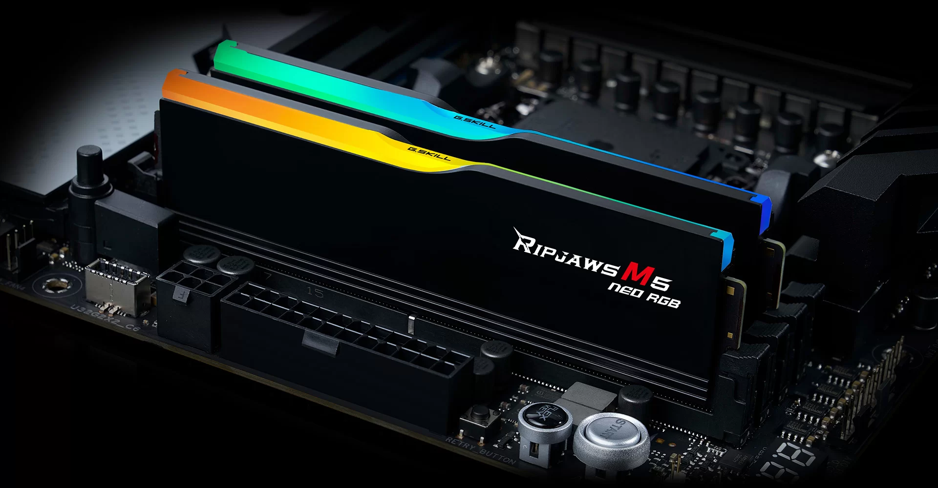 G.Skill Ripjaws M5 Neo RGB Black 32GB (2x16GB) DDR5 Memory Kit - 6000MHz CL36 (F5-6000J3636F16GX2-RM5NRK) 14 03 ripjaws m5 neo rgb ddr5 memory performance