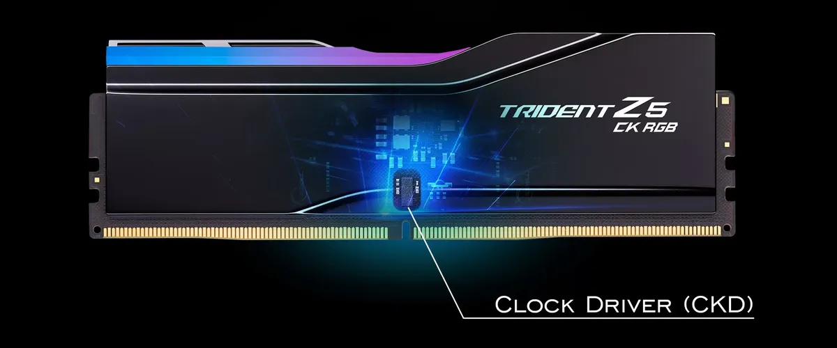G.Skill Trident Z5 CK RGB Black 48GB (2x24GB) DDR5 Memory Kit - Intel XMP, 8400MHz CL40 (F5-8400C4052G24GX2-TZ5CRK) 18 03 trident z5 ck rgb built in clock driver ckd