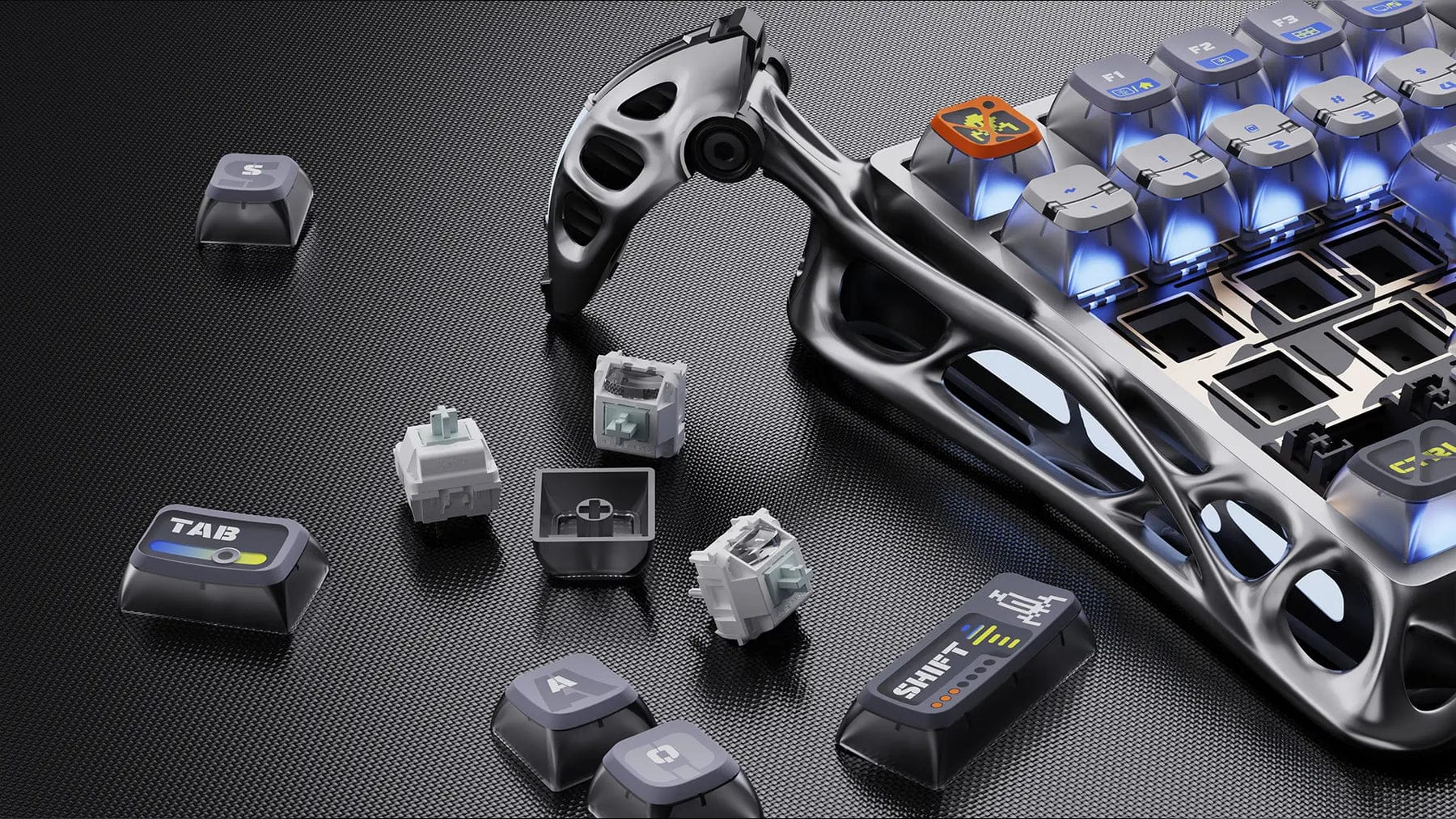 GravaStar Mercury K1 Pro Special Edition - Insterstellar Silver Gaming Keyboard 32 3