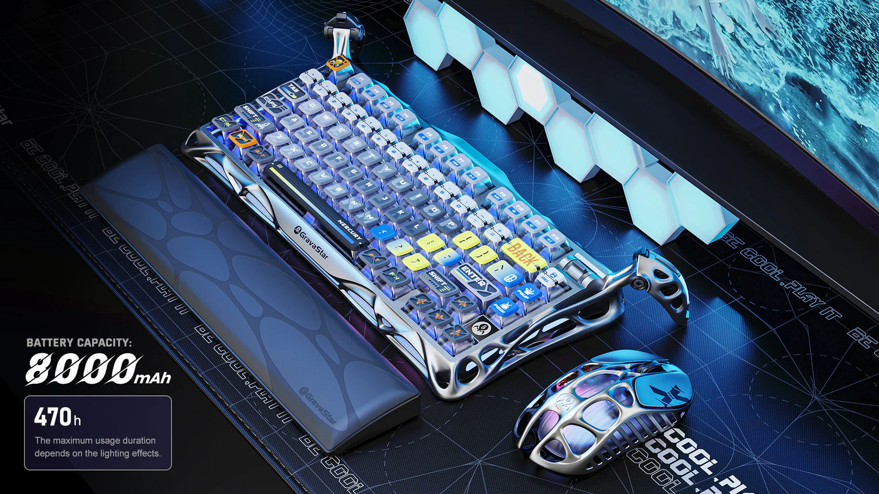 GravaStar Mercury K1 Pro Special Edition - Insterstellar Silver Gaming Keyboard 38 8