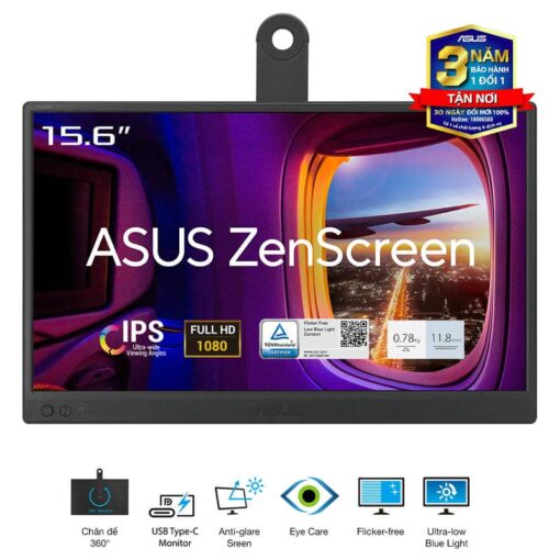 ASUS ZenScreen MB169CK Portable Monitor - 15.6", Full-HD 60Hz 5ms, IPS, Eye Care, Blue Light Filter, Dual USB-C, Mini-HDMI