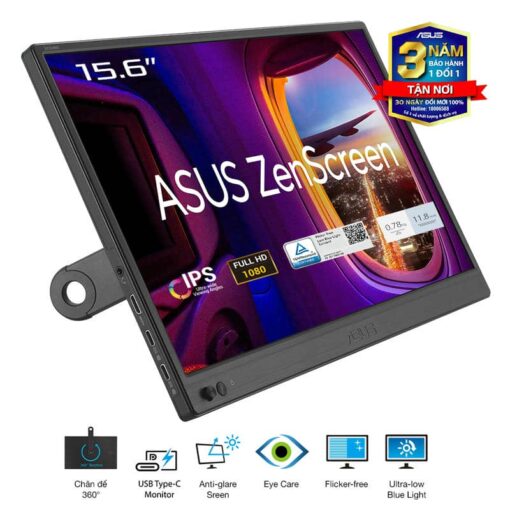 ASUS ZenScreen MB169CK Portable Monitor - 15.6", Full-HD 60Hz 5ms, IPS, Eye Care, Blue Light Filter, Dual USB-C, Mini-HDMI