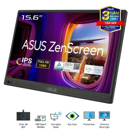 ASUS ZenScreen MB169CK Portable Monitor - 15.6", Full-HD 60Hz 5ms, IPS, Eye Care, Blue Light Filter, Dual USB-C, Mini-HDMI