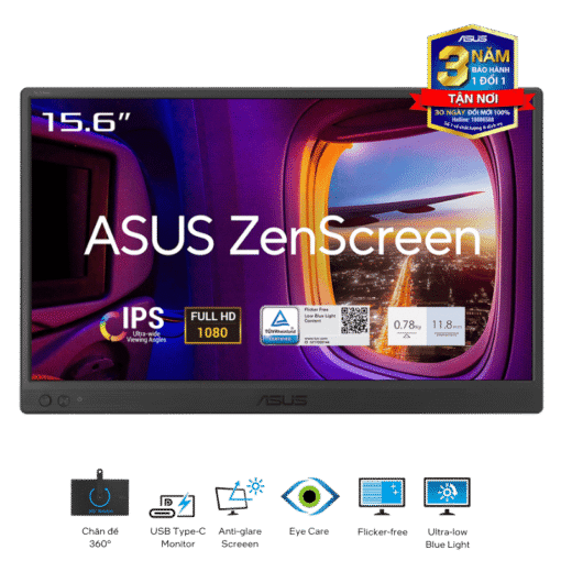ASUS ZenScreen MB169CK Portable Monitor - 15.6", Full-HD 60Hz 5ms, IPS, Eye Care, Blue Light Filter, Dual USB-C, Mini-HDMI